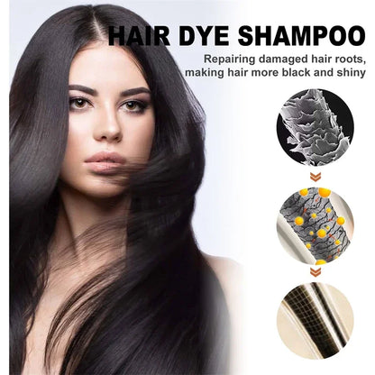 100ml Black Color Hair Dyeing Shampoo 3-in-1 Natural Herbal Instant Coloring Shiny Hair Dye Shampoo Cleaning Nourishing Hair