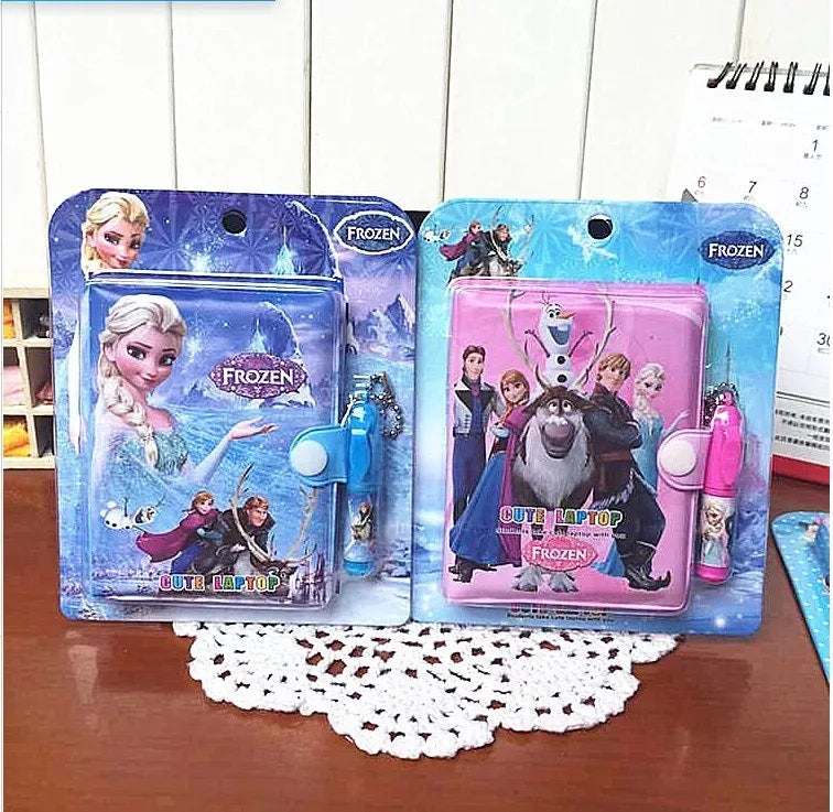 2pcs/set Disney Frozen Pen Notebook Stationery Books Elsa Anna Kids Cute Cartoon Student Writing Book Action Figure Toys Gifts