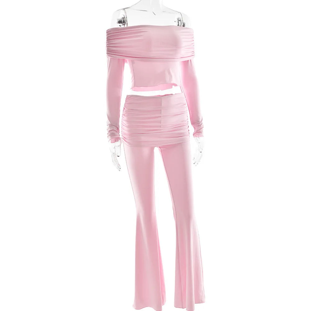 Fold Over Flare Pants 2 Piece Set