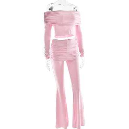 Fold Over Flare Pants 2 Piece Set