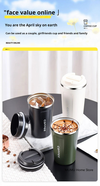 380/510ML Stainless Steel Coffee Mug Portable Tumbler Vacuum Flasks Car Thermal Cup Keeps Cold and Heat Thermal Mug Coffee Cup