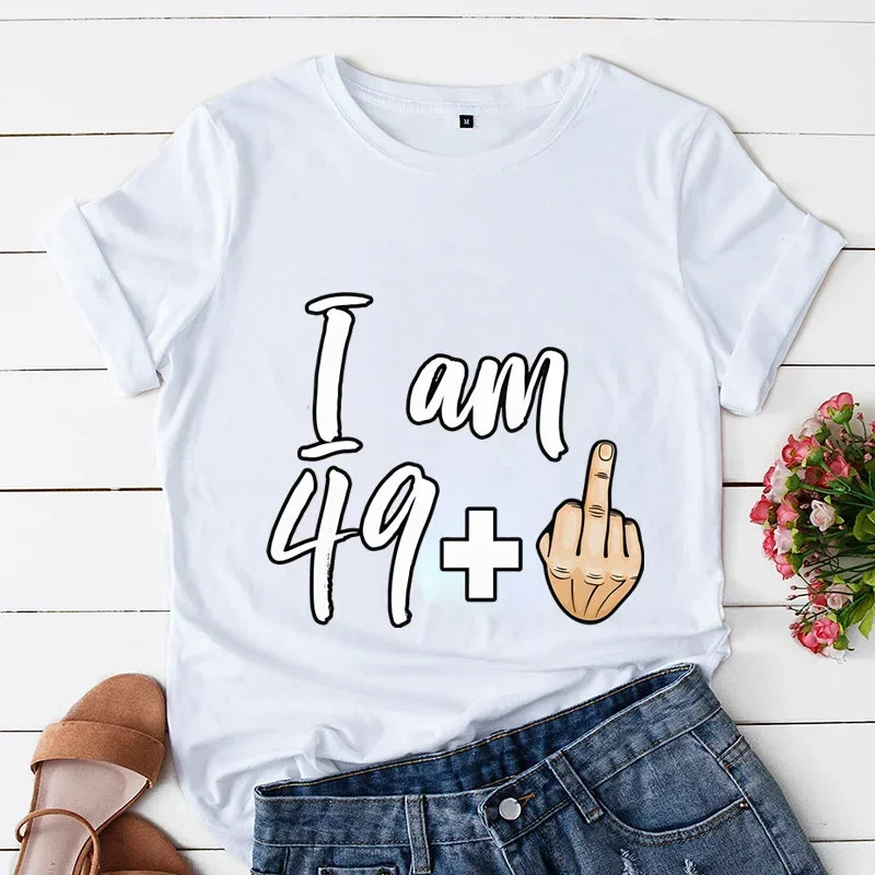 I Am 39 Plus Middle Finger Print Women T-shirts