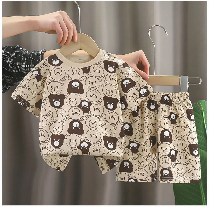 2-Piece 100% Cotton Summer Toddler Outfit – Short Sleeve T-Shirt and Shorts for Boys & Girls