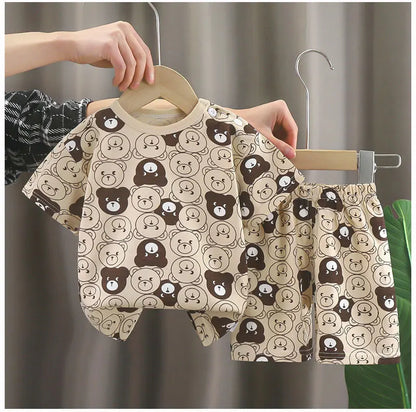 2-Piece 100% Cotton Summer Toddler Outfit – Short Sleeve T-Shirt and Shorts for Boys & Girls