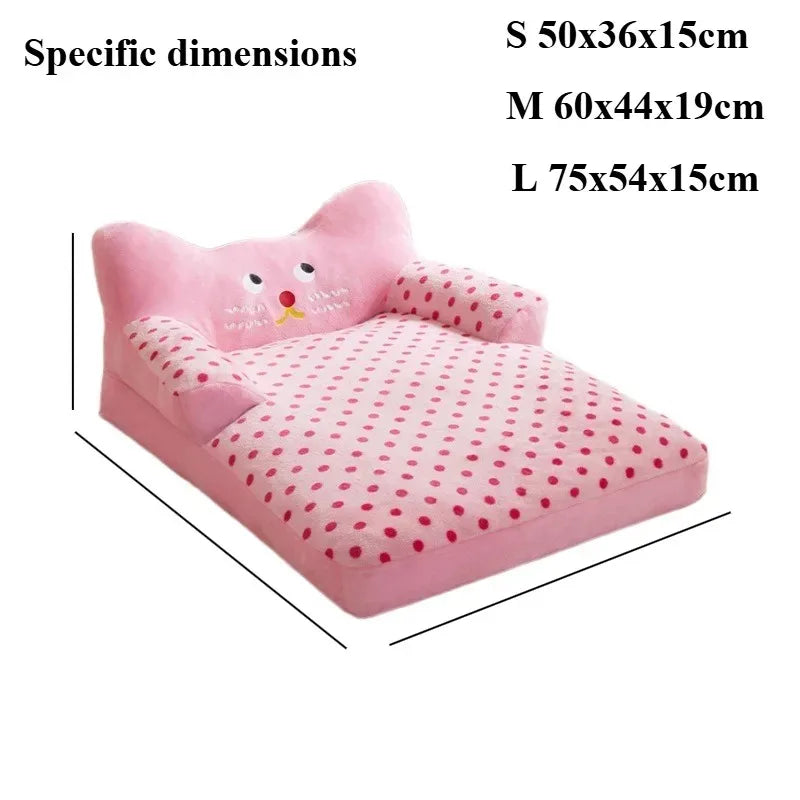 Fluffy Coral Fleece Dog Bed – Cozy Sofa-Style Pet Mat for Small to Large Breeds