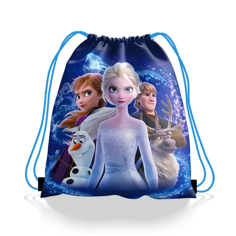 6/12PCS Disney Princess Frozen Anna Elsa Backpacks Birthday Party Gifts Non-woven Drawstring Bags Kids Swimming Backpacks Gifts