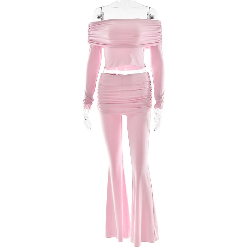 Fold Over Flare Pants 2 Piece Set