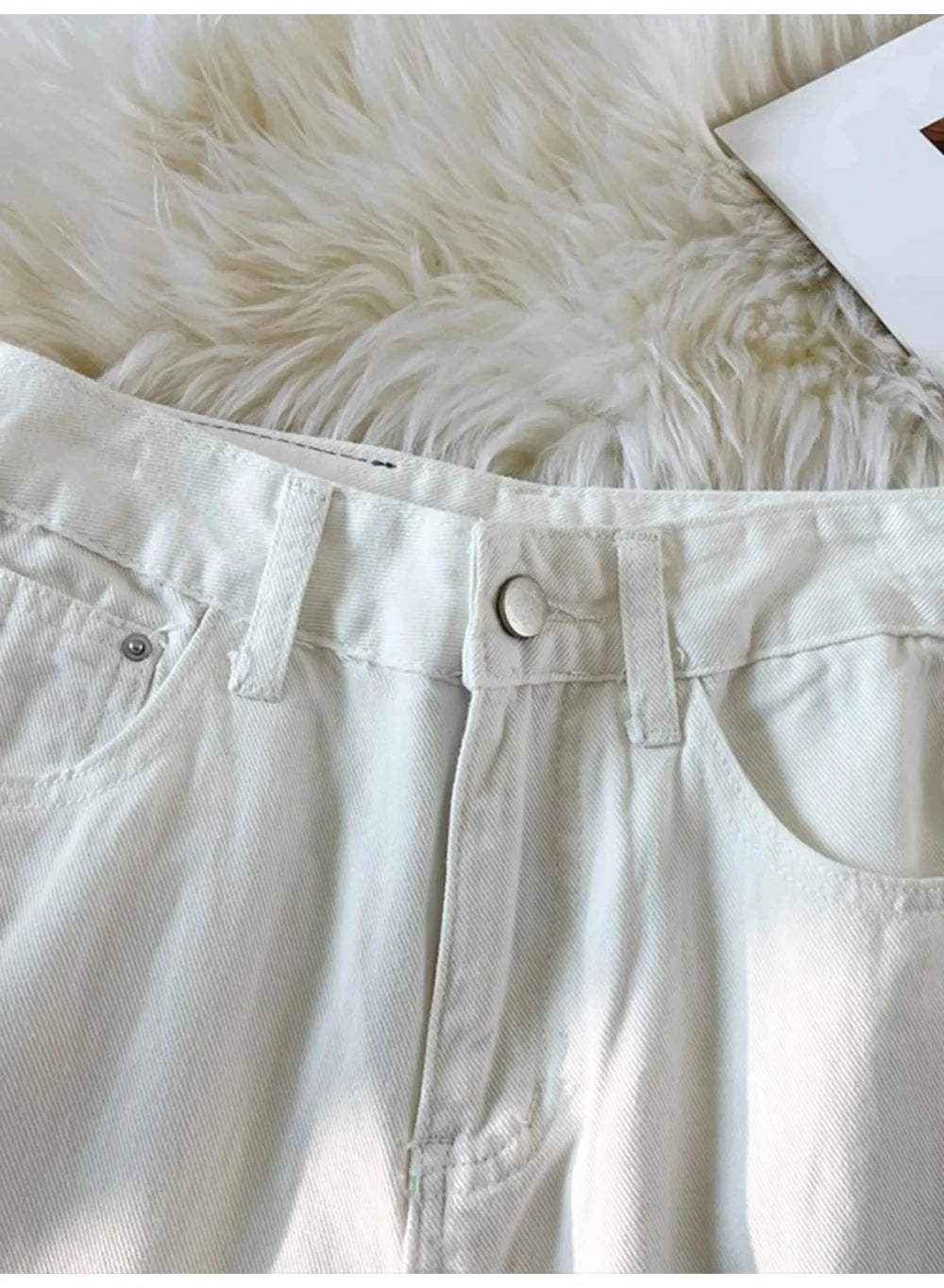 White Wide Leg Denim Pants for Women Size S-5XL