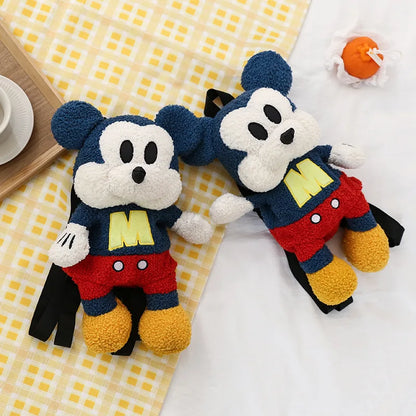 25cm Fashion Cartoon Backpack Mickey Mouse Plush Toy Bag Super Soft Toy Bag Student Bag Holiday Gift