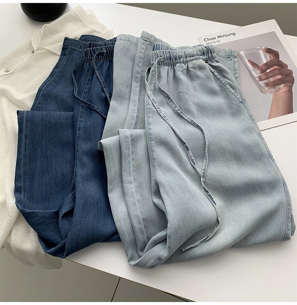 Thin Ice Silk Denim Pants for Women