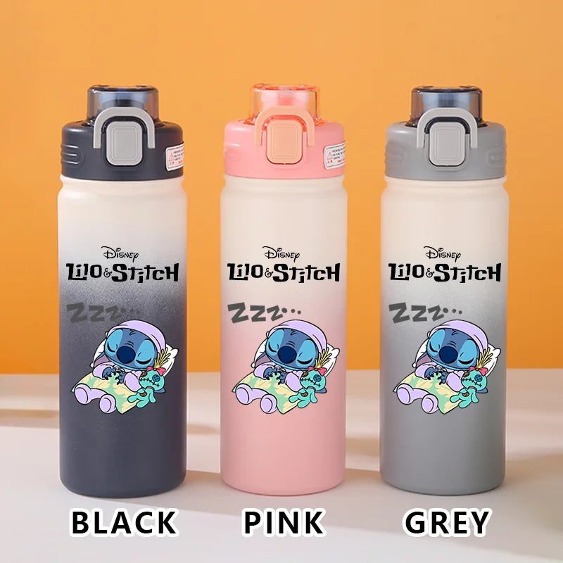 Disney Lilo Stitch Gradient Thermos Cup Outdoor Sports Fitness Portable Leak-proof Camping Cartoon Animation Cycling Kettle Gift