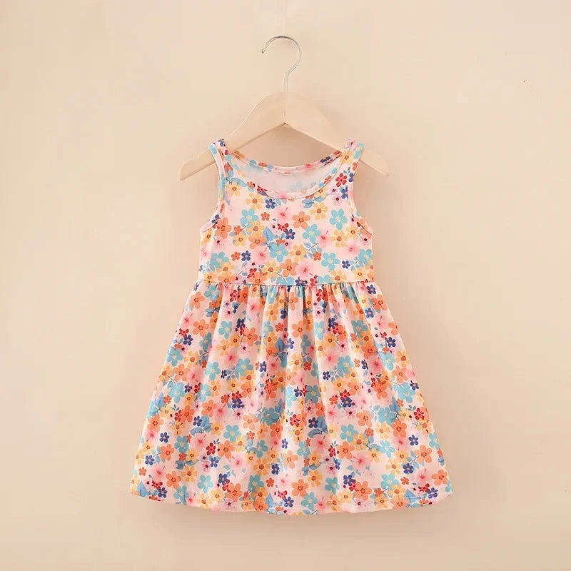 Cute Summer Cartoon Print Dress for Girls – Sleeveless A-Line Princess Outfit