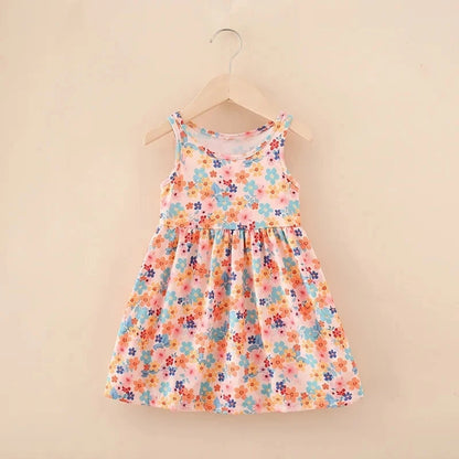 Cute Summer Cartoon Print Dress for Girls – Sleeveless A-Line Princess Outfit