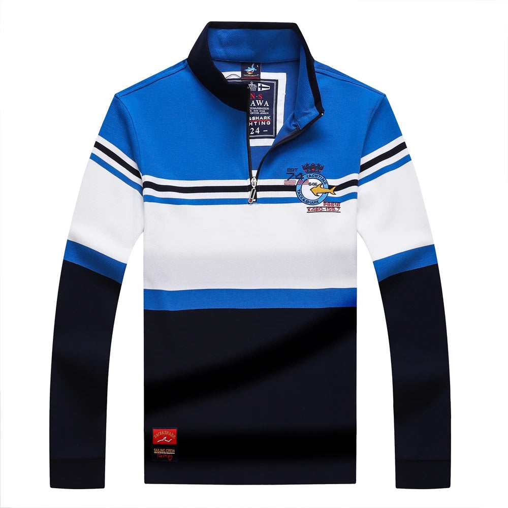 TACE&SHARK Stand Collar Polo Shirt