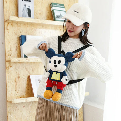 25cm Fashion Cartoon Backpack Mickey Mouse Plush Toy Bag Super Soft Toy Bag Student Bag Holiday Gift