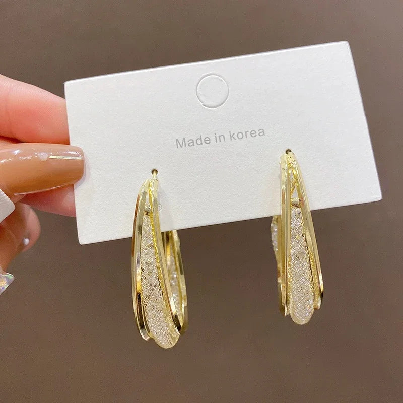 Pendientes Hollow Net Crystal Hanging Earrings