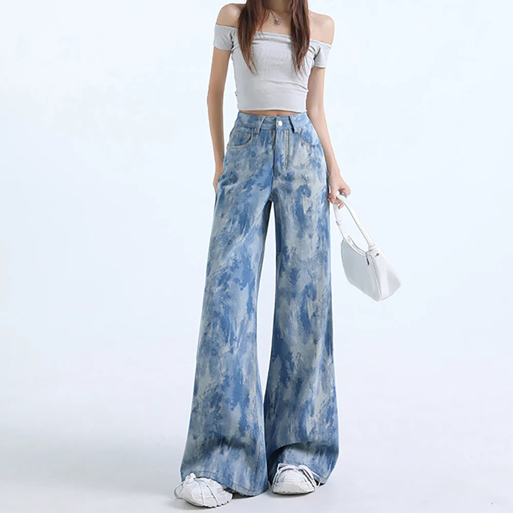 Light Blue Tie-Dye Print Jeans