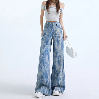 Light Blue Tie-Dye Print Jeans