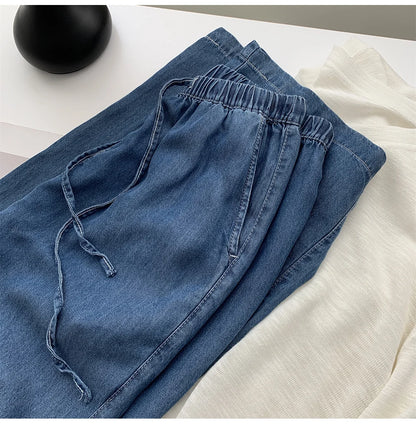 Thin Ice Silk Denim Pants for Women