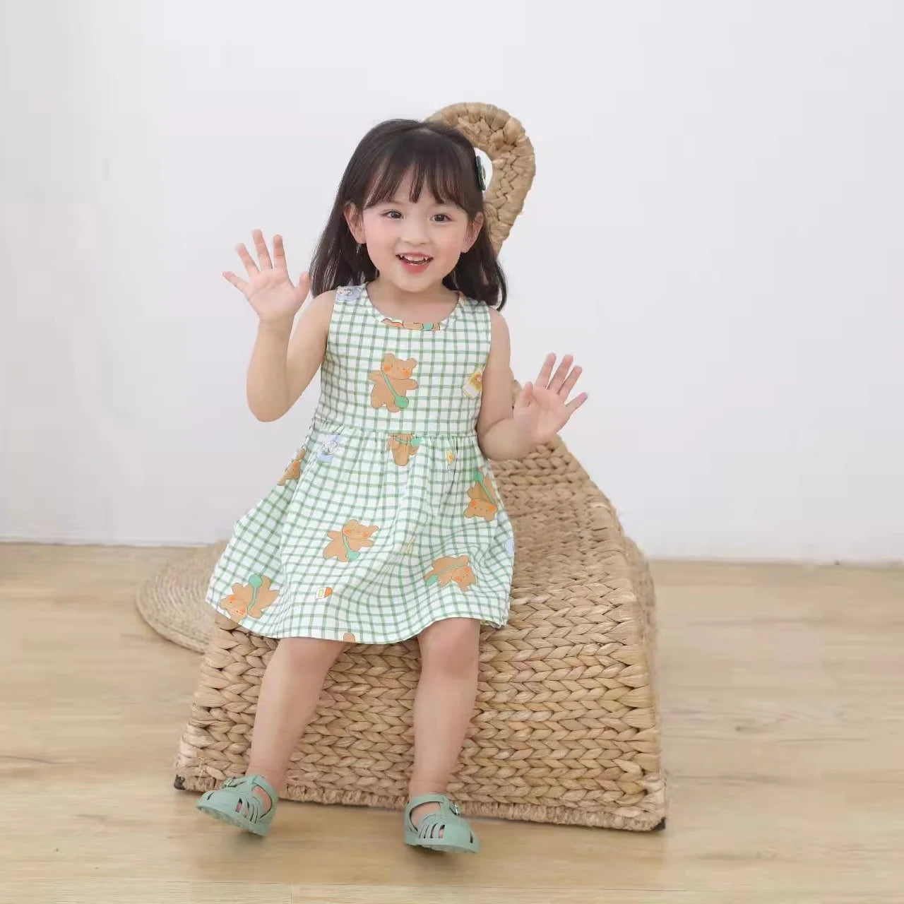Summer Girls’ Floral Princess Dress – Sleeveless Cotton & Polyester Blend