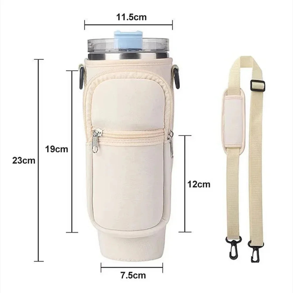 Water Bottle Carrier Bag for Stanley 40oz Tumbler with Handle Water Bottle Holder with Adjustable Shoulder Strap with Pocket