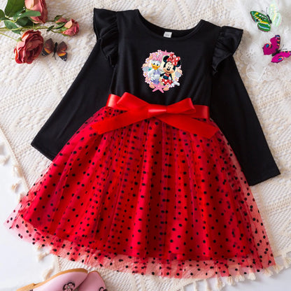Mickey Minnie Fall Dresses for Girls – Long Sleeve Princess Party Costume