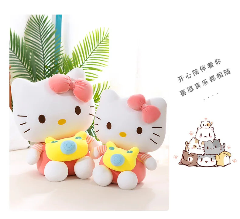 35cm Saniro Hello Kitty Plush Camera KT Cat Doll Cute Cat Kitty Toys Children's Gift Girl Sofy Stuffed Animal Pillow Toys Gifts