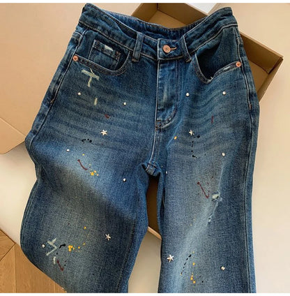 Splash-ink Star Paint Blue Jeans