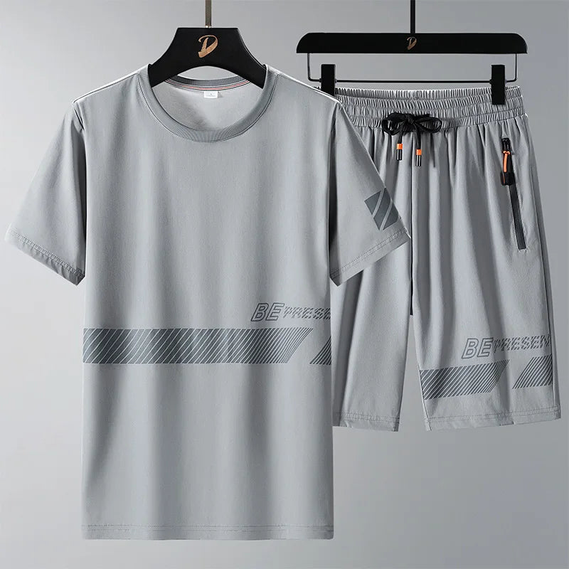 Men T Shirt Suit Shorts Tshirt Set