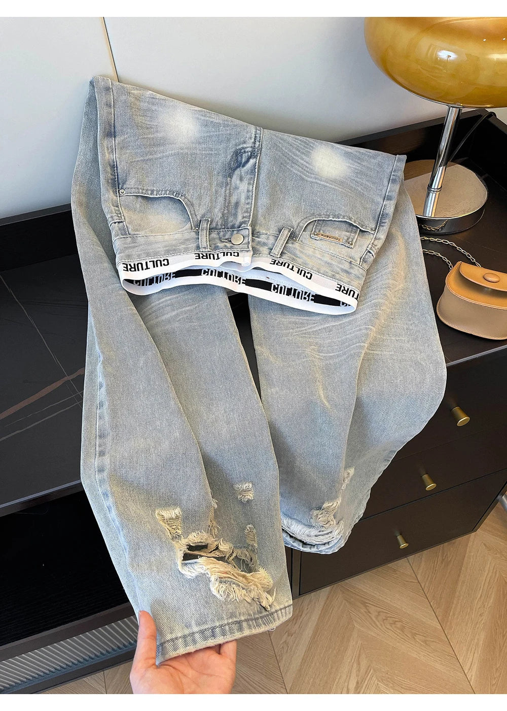 Vintage Ripped Patchwork Jeans
