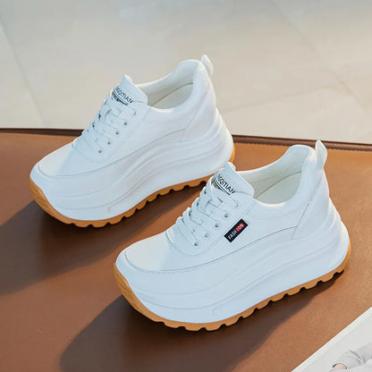 Fujin 8cm Heel Sneakers Genuine Leather White