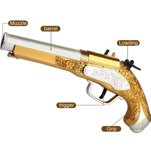 Golden Pirate Cool Toy Gun With Soft Bullets Pistol Cosplay Pirate Toys