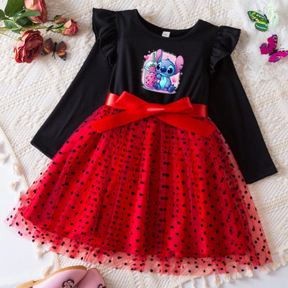 Lilo & Stitch Fall Dress for Girls – Long Sleeve Princess Birthday Party Outfit