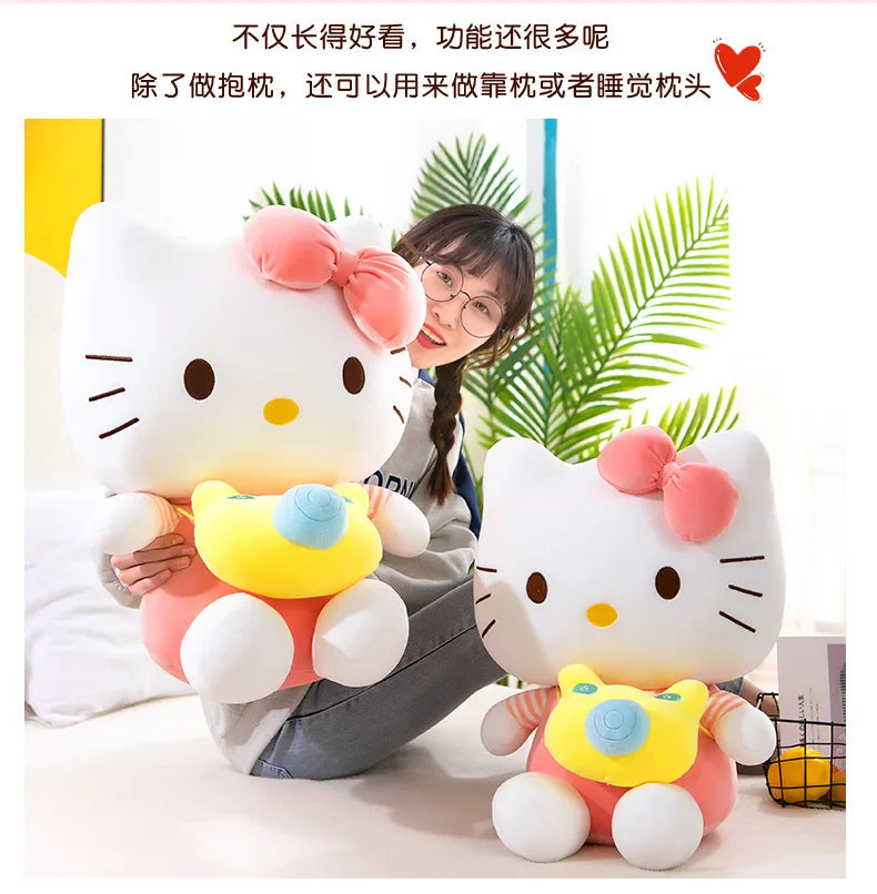 35cm Saniro Hello Kitty Plush Camera KT Cat Doll Cute Cat Kitty Toys Children's Gift Girl Sofy Stuffed Animal Pillow Toys Gifts