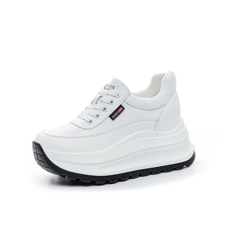 Fujin 8cm Heel Sneakers Genuine Leather White
