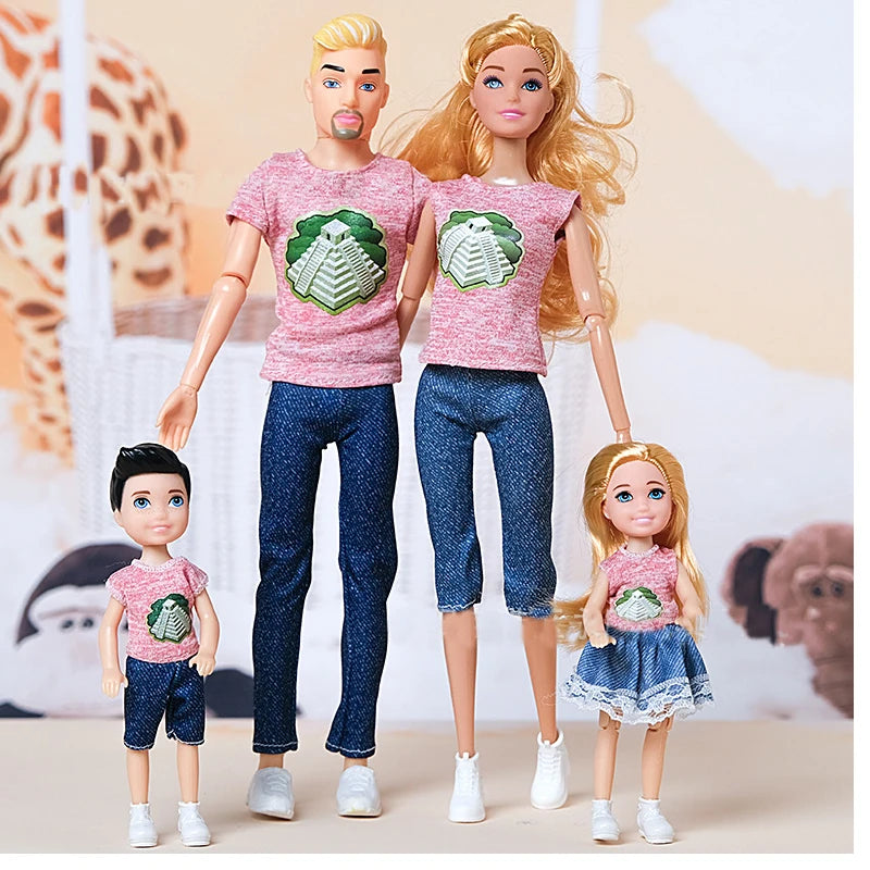 4pcs Family Dolls Ken & Wife Playset