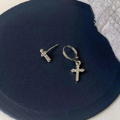 Crystal Cross Women Stud Earrings