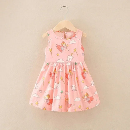 Cotton Cartoon Summer Dress for Girls – Sleeveless Princess Party Outfit