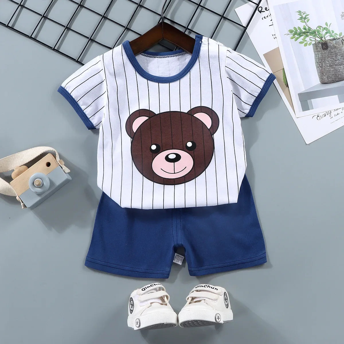 2PCS Cotton Summer T-Shirt and Shorts Set for Toddlers
