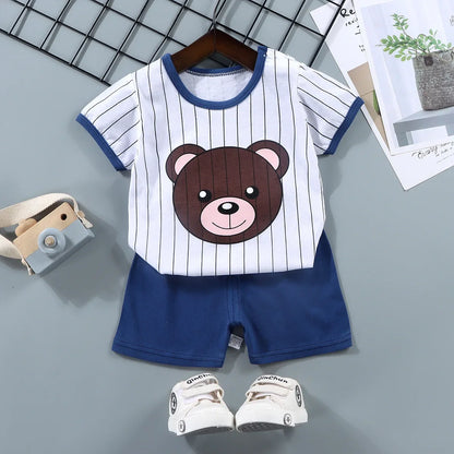 2PCS Cotton Summer T-Shirt and Shorts Set for Toddlers