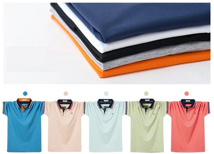 Mens Casual Knot Embroidery 95% Cotton Polo Shirt