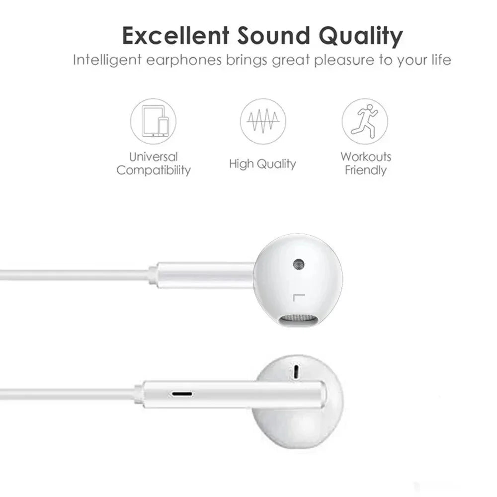 Original Headphones For Apple iPhone 15 14 13 11 12 Pro Max Plus XS XR 7 8 In-ear Lightning 3.5 mm Wired Bluetooth Earphones