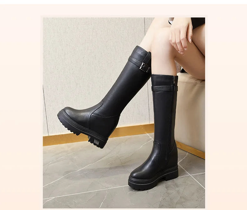 Fujin 10cm Knee High Boots for Women Motorcycle Boots