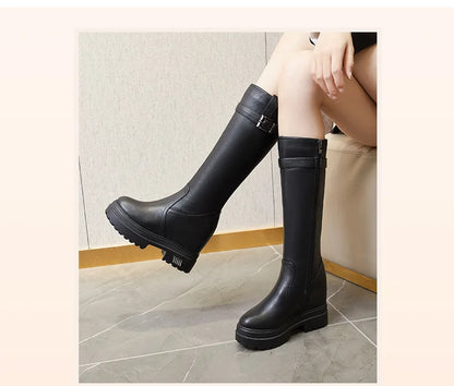 Fujin 10cm Knee High Boots for Women Motorcycle Boots