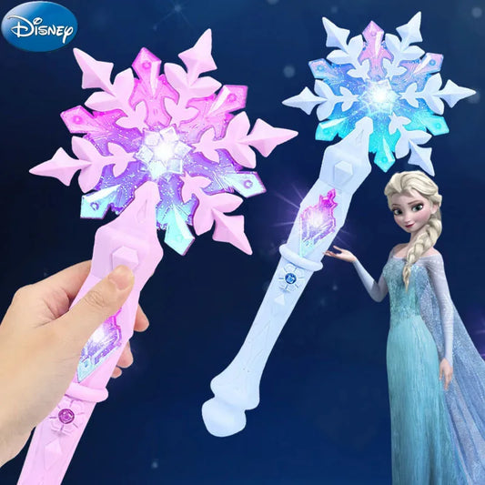 Disney Frozen Elsa Snowflake Wand with Sound Glowing Anime Cosplay Props Light Up kids Toy Elsa Girls Princess Christmas Gifts