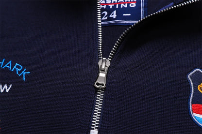 Men‘s Shark Embroidery Long Sleeve Polo Shirt