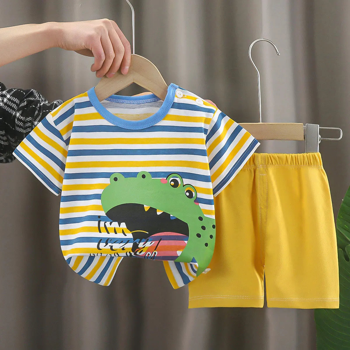 2-Piece 100% Cotton Summer Toddler Outfit – Short Sleeve T-Shirt and Shorts for Boys & Girls