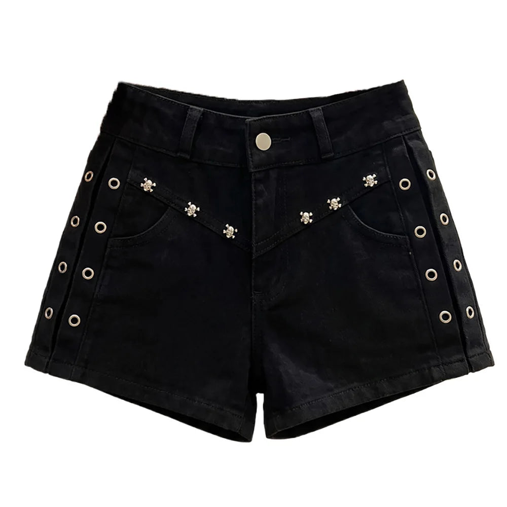 Black High Waist Denim Shorts