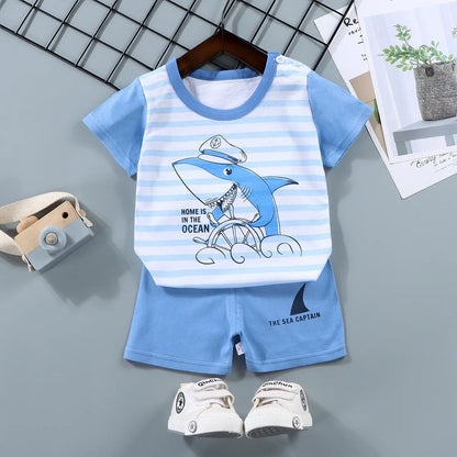 2PCS Cotton Summer T-Shirt and Shorts Set for Toddlers