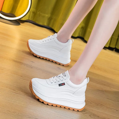 Fujin 8cm Heel Sneakers Genuine Leather White